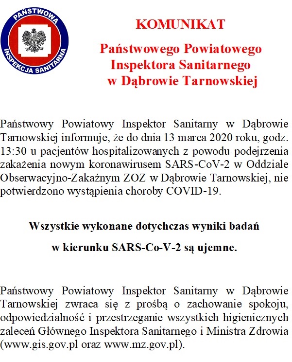 Komunikat PPIS w Dąbrowie Tarnowskiej